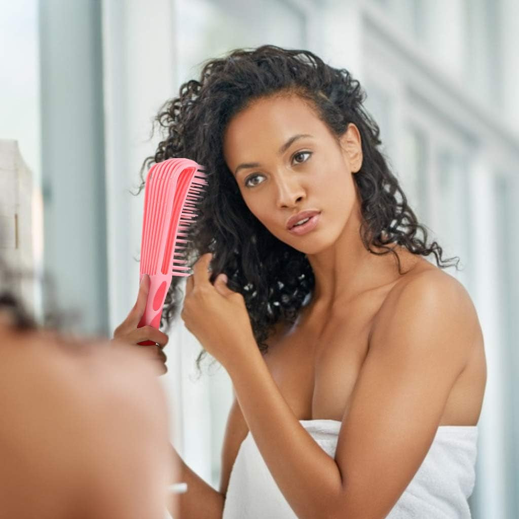 4 Pcs Detangling Brush, Detangler Brush, Easy Detangler Brush with Edge Brush & Tail Comb, Detangling Brush for Black Natural Hair, Afro America 3A to 4C Hair, Wet/Dry Thick Curly Hair (Pink)