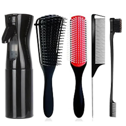 4Pcs/5Pcs Detangling Hair Brush Set Curly Hair Bursh Calp Massage Brushes Easy to Clean Hairbrush Salon Hair Styling Tools