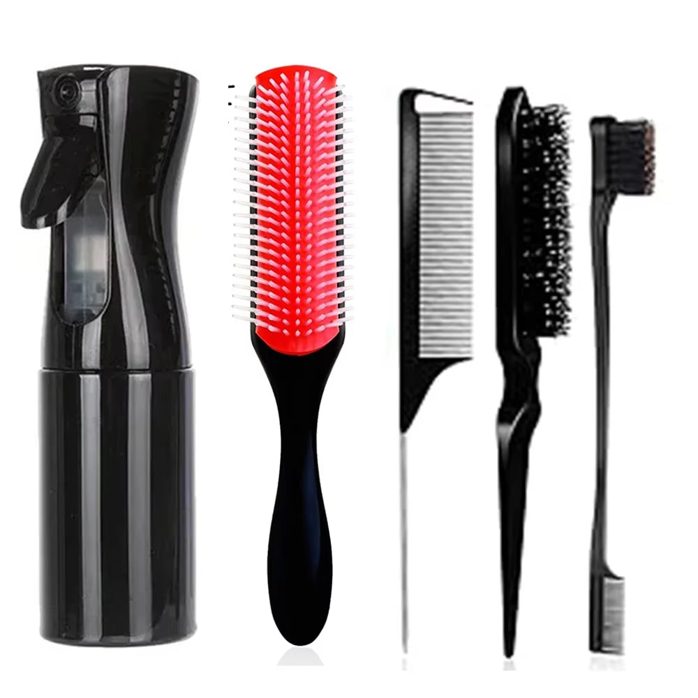 4Pcs/5Pcs Detangling Hair Brush Set Curly Hair Bursh Calp Massage Brushes Easy to Clean Hairbrush Salon Hair Styling Tools