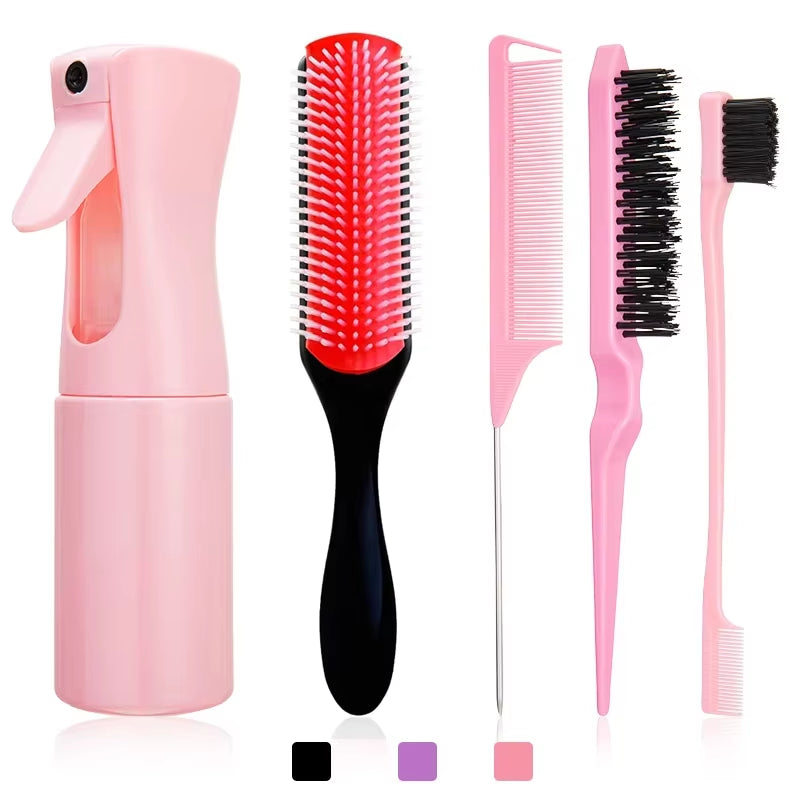 4Pcs/5Pcs Detangling Hair Brush Set Curly Hair Bursh Calp Massage Brushes Easy to Clean Hairbrush Salon Hair Styling Tools