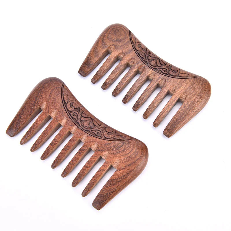 "Revitalize Your Hair with Our Natural Ebony Anti-Static Massage Comb - Portable, Wide-Toothed, and Made from Solid Wood!"