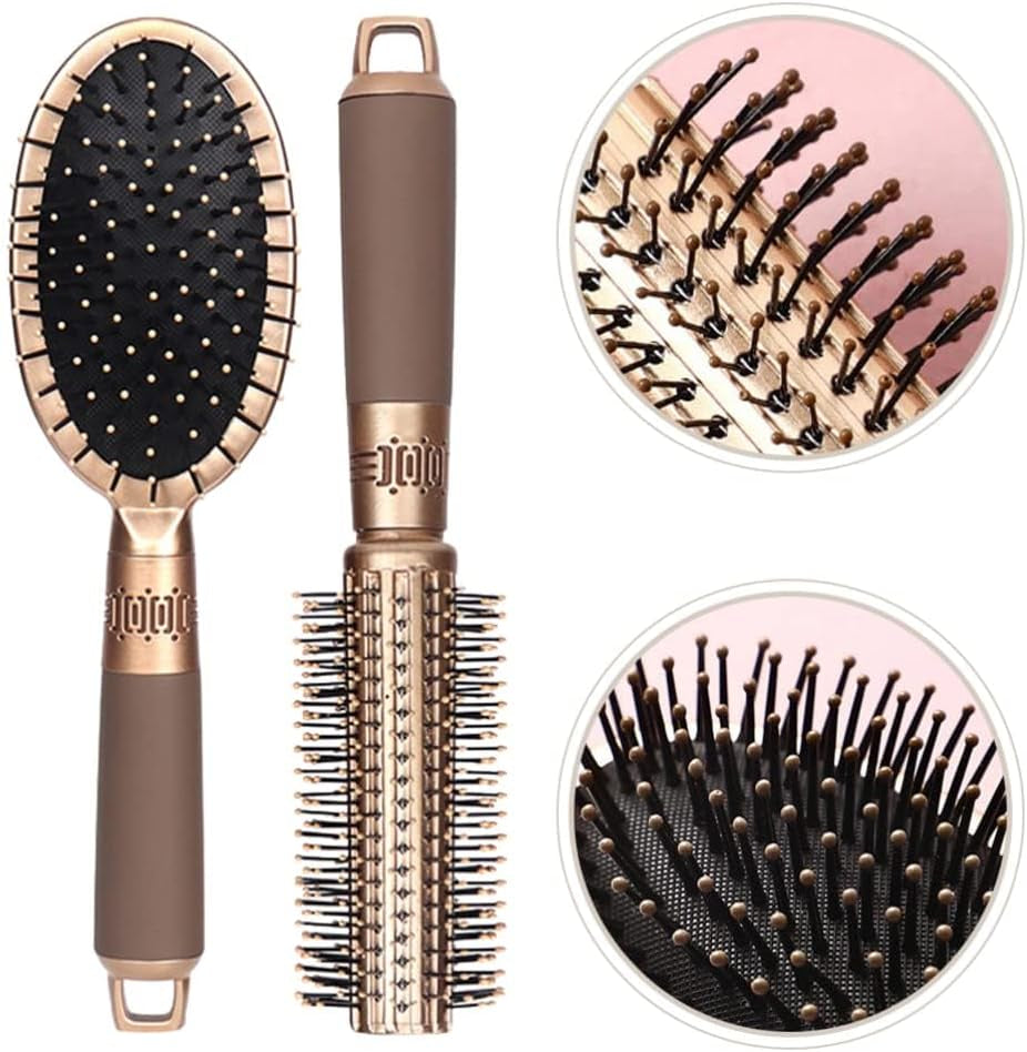 Hair Brush and Curly Comb Set with Red Gift Packaging, Matte Handle Air Cushion Massage Comb for Women, Removes Knots and Tangles, Smoothing Detangling Hairbrush, Great Gift Choice