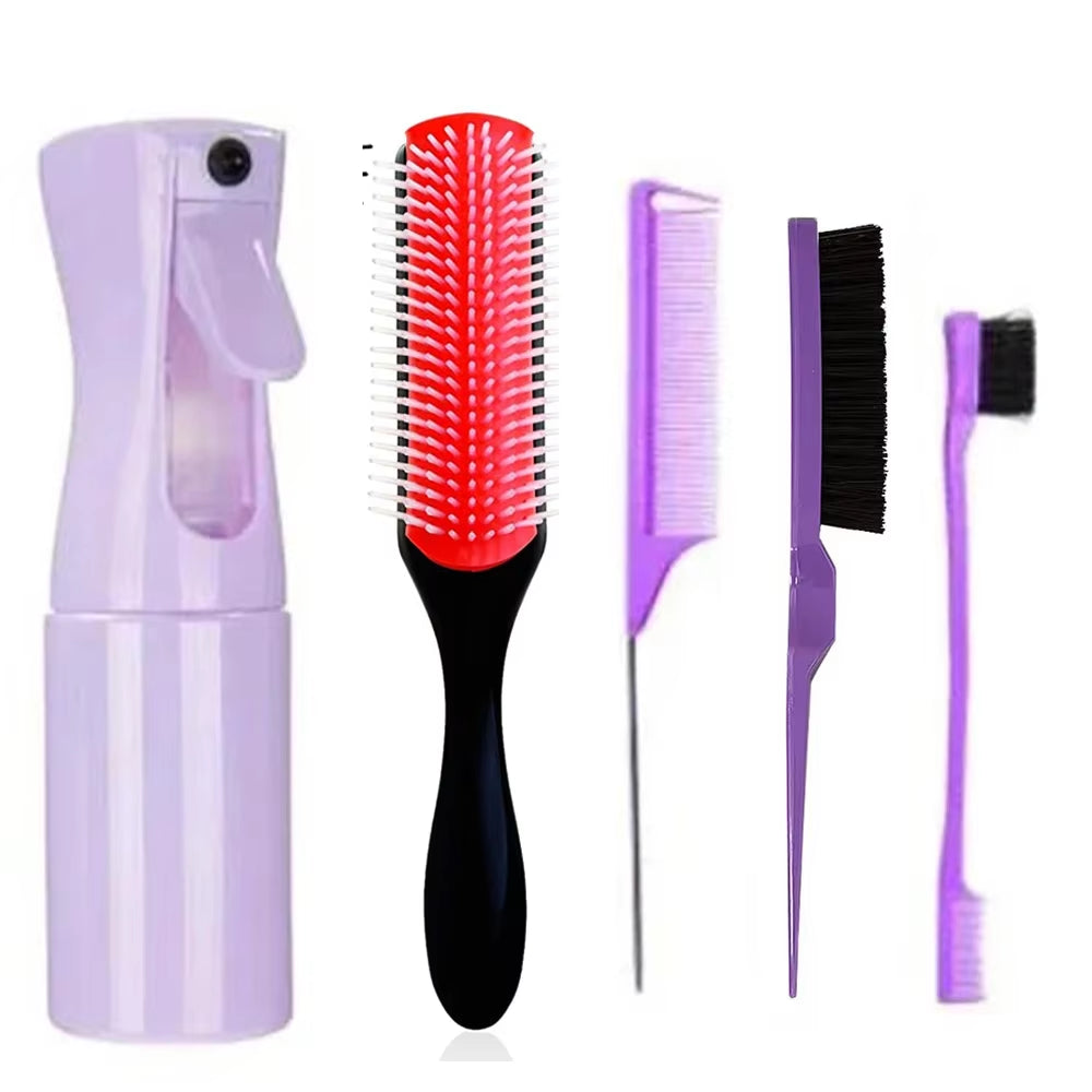 4Pcs/5Pcs Detangling Hair Brush Set Curly Hair Bursh Calp Massage Brushes Easy to Clean Hairbrush Salon Hair Styling Tools